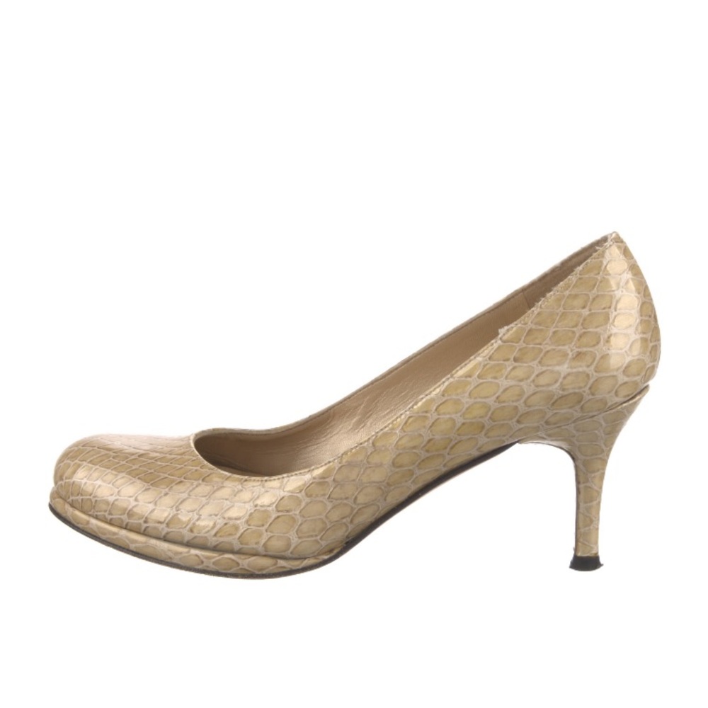 Stuart Weitzman Metallic Gold Snakeskin Pumps